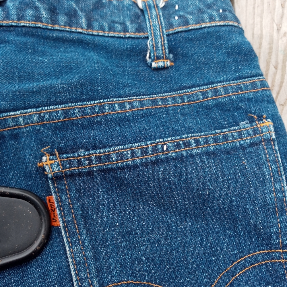 Vintage USA 1966 Levi's 517 BIG E ORANGE TAB Bell Bottom Jeans short 30x27
